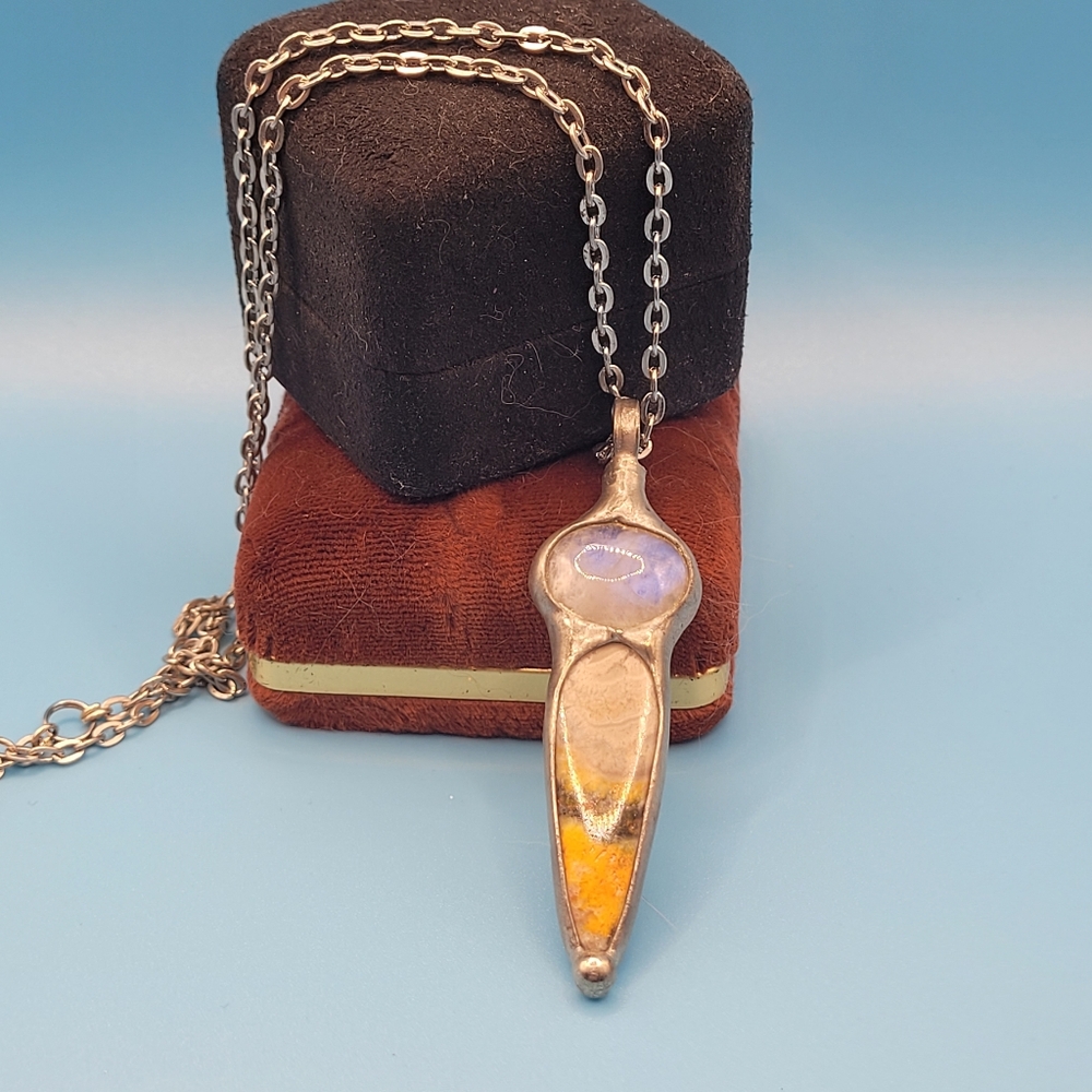 Moonstone & Bumblebee jasper pendant/necklace
